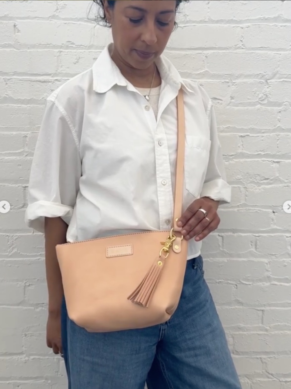 RARE and sold out: Bryr Studio cross body leather bag - Natural